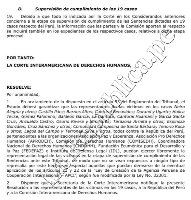 Resolución de la Corte IDH Resolución de la Corte IDH