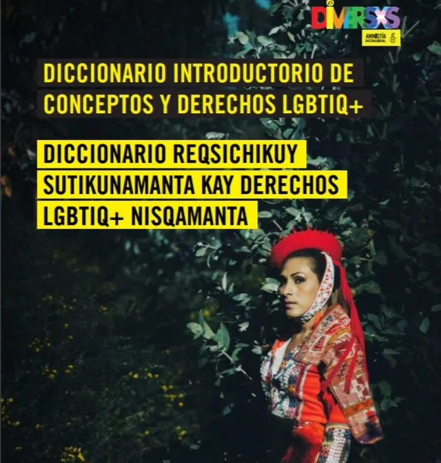 Portada en quechua del diccionario de derechos de la comunidad LGTBIQ+.