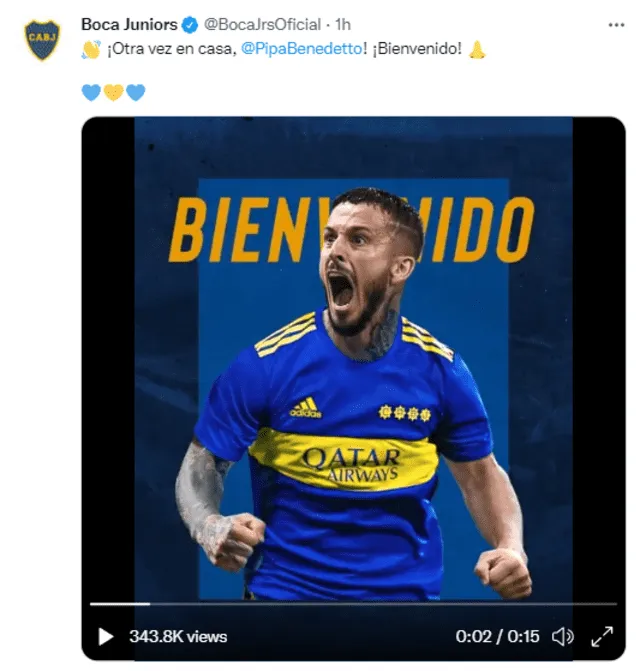 Publicación de Boca Juniors. Foto: captura Twitter