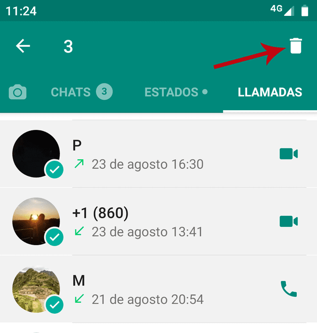 Cómo borrar las llamadas de WhatsApp individualmente.