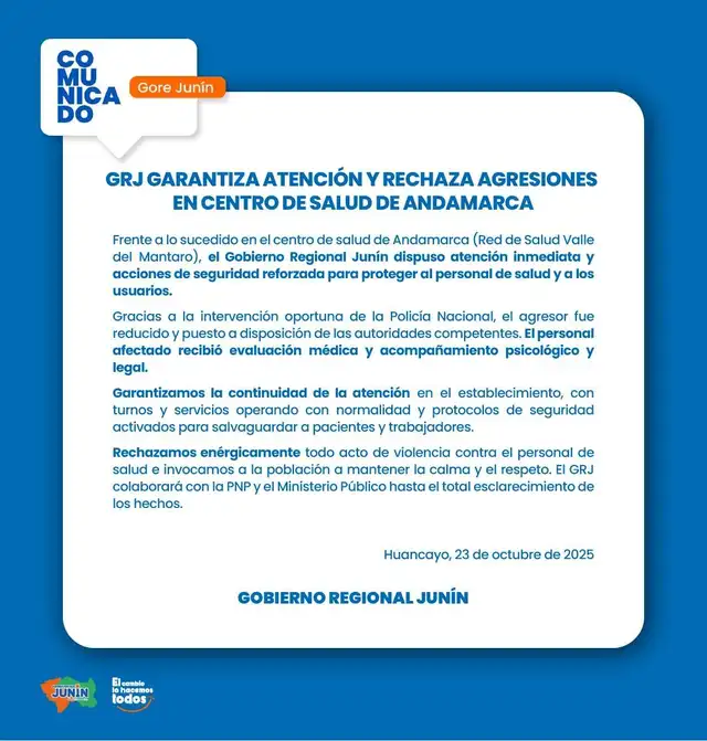 Pronunciamiento del Gore Junín   