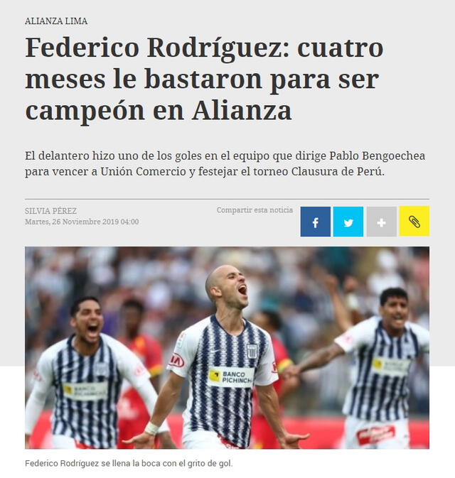 Alianza Lima vs. Cristal: Federico Rodríguez uno de los goleadores del equipo de Pablo Bengoechea