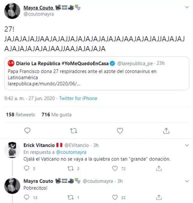 Mayra Couto en Twitter