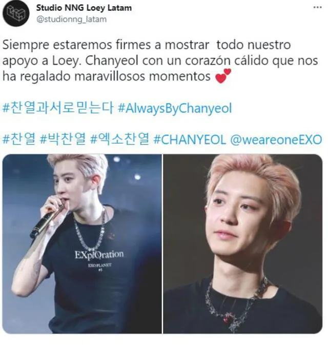 Tuits de apreciación a Chanyeol de EXO. Foto: vía Twitter