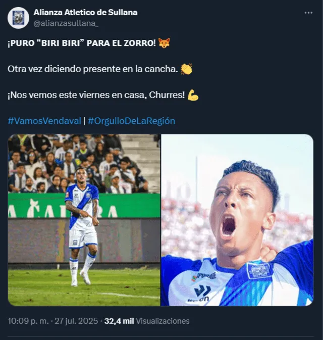 Mensaje de los churres tras empate ante Alianza Lima. Foto: X/Alianza Atlético.   