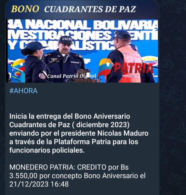 Bono cuadrantes de Paz | nuevo bono Venezuela | bono aniversario