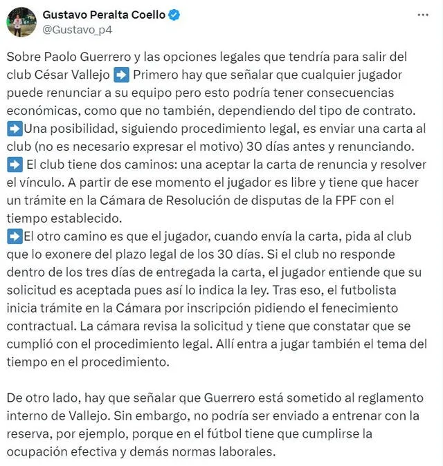  Información sobre Paolo Guerrero. Foto: captura X/Gustavo Peralta   