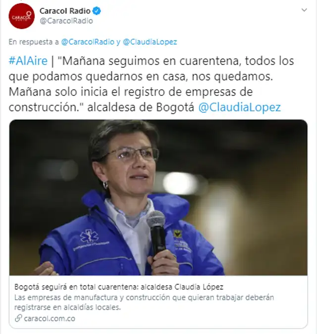 Bogotá seguirá en total cuarentena.
