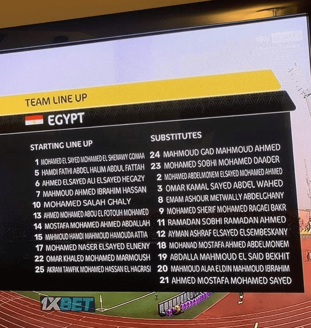 Convocatoria de Egipto para el partido ante Nigeria. Foto: Viral de Twitter /Transmisión Sky Sports