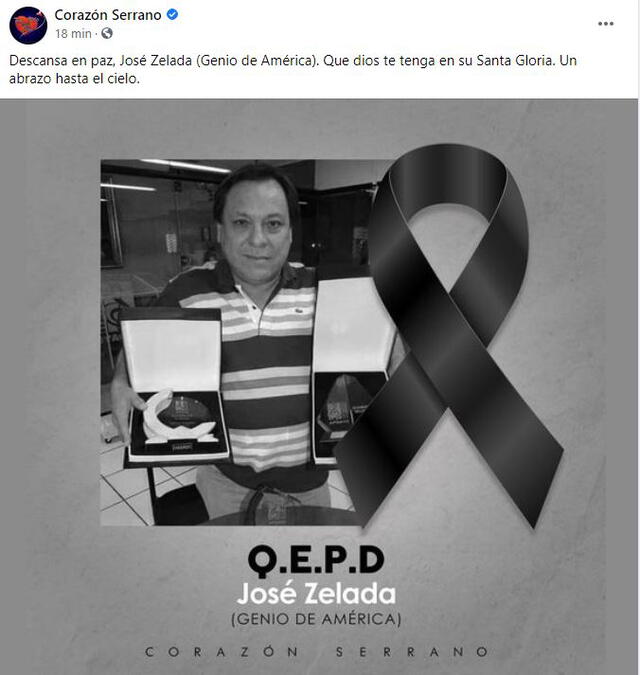 Corazón Serrano lamenta la muerte de José Zelada.