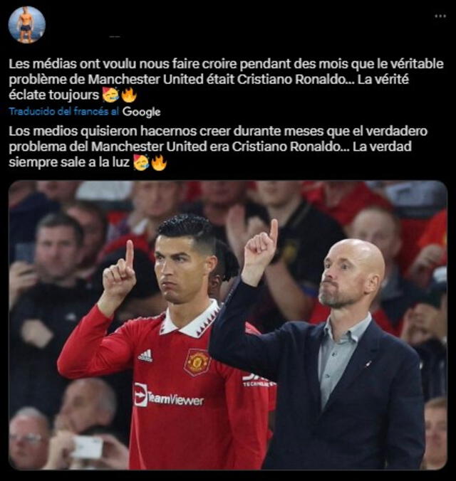  Tuit sobre Cristiano Ronaldo. Foto: captura de Twitter    