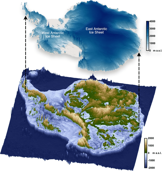  La topografía bajo la capa de hielo antártica. Foto: s-ink.org   
