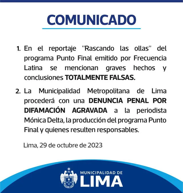 Municipalidad de Lima| Ollas Comunes| Lima| denuncia desabastecimiento