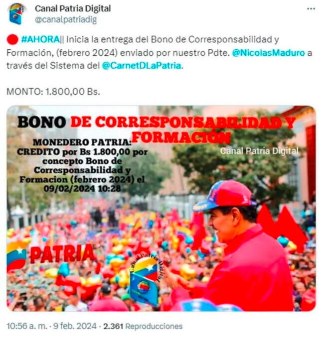 Bono Corresponsabilidad y Formación | Venezuela