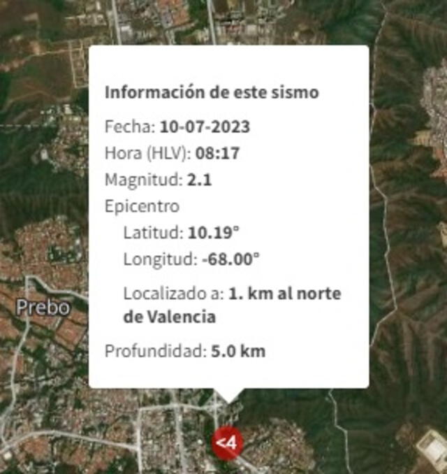  Último temblor registrado en Venezuela. Foto: Funvisis   