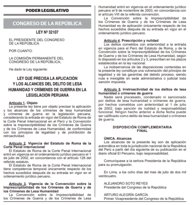 Cuestionada norma fue promulgada por el Congreso este 09 de agosto en el diario Oficial El Peruano. Foto: Diario El Peruano.   