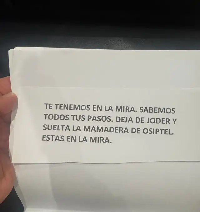 Amenaza dejada a Rafael Muente. Amenaza dejada a Rafael Muente.