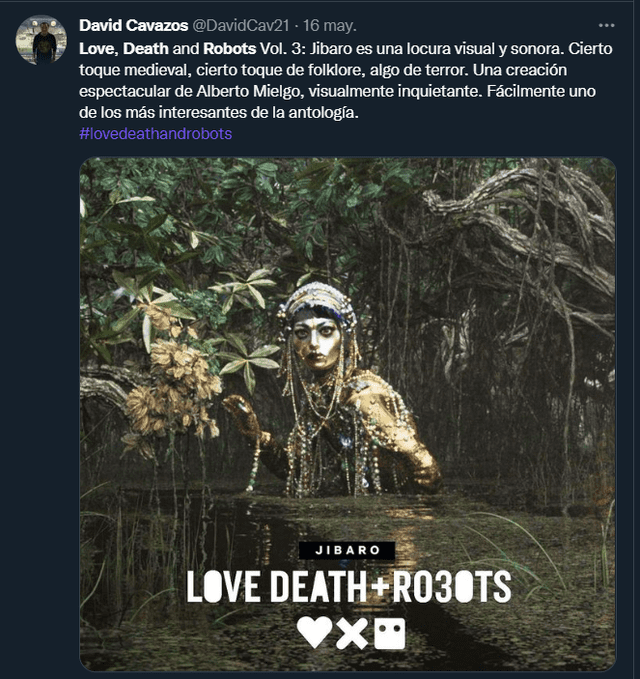 Usuario de Twitter opina sobre "Love, Death & Robots 3". Foto: Twitter