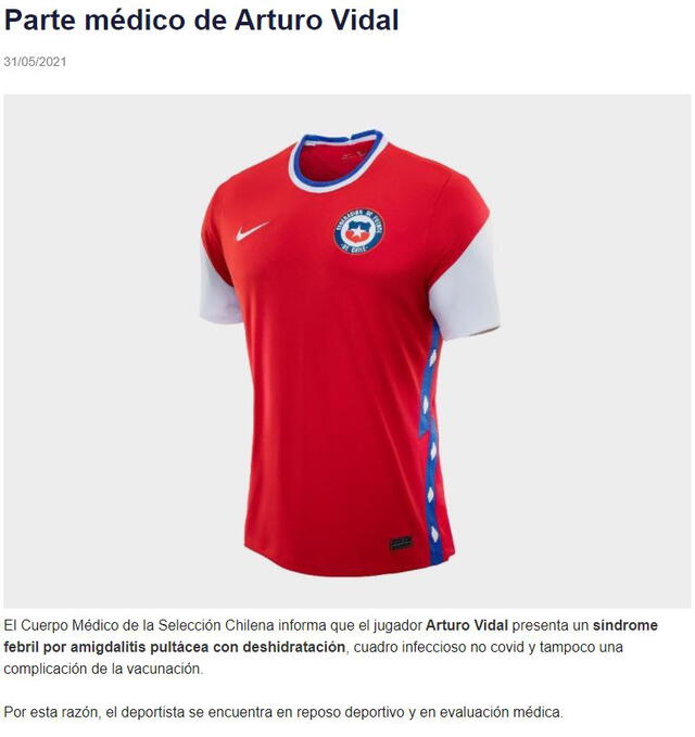 La Selección de Chile se pronunció sobre el estado de Arturo Vidal