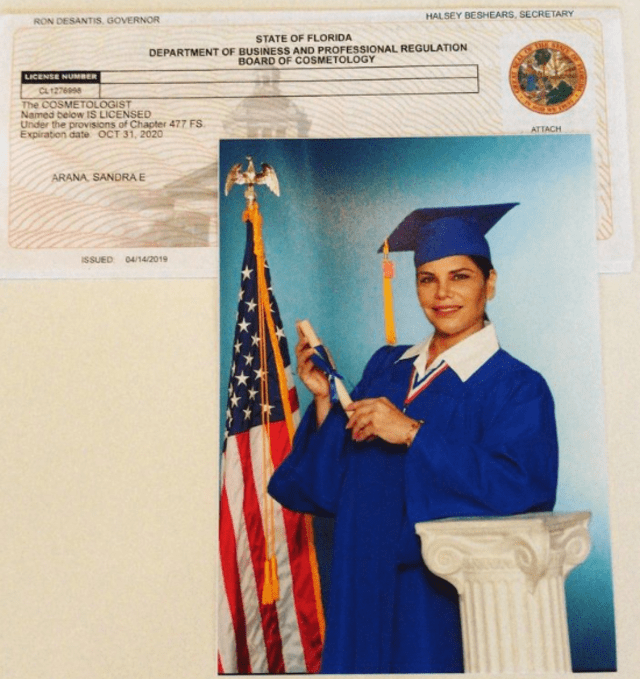 Sandra Arana se graduó en Cosmetología en Estados Unidos. Foto: Sandra Arana/Instagram    