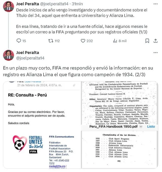 Publicación del periodista Joel Peralta. Foto: captura de X/Joel Peralta. 