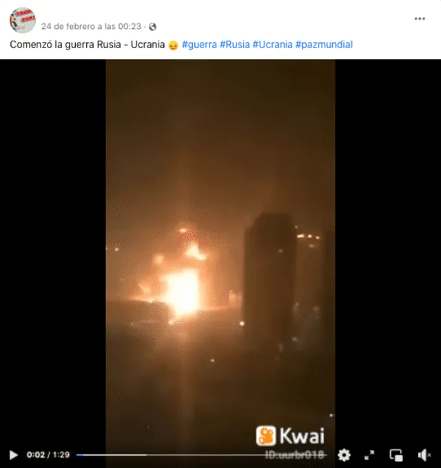 Video difundido por internautas en redes sociales para mostrar que “comenzó” la Guerra en Ucrania. Fuente: Captura LR, Facebook.