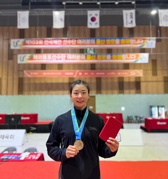 Jang Eun Sil, ganadora del oro en la edición 103 del Festival Nacional de Deportes de Ulsan. Foto: Instagram/@sillllling    