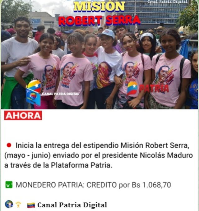 Anuncio del Bono Robert Serra de julio 2025 Anuncio del Bono Robert Serra de julio 2025