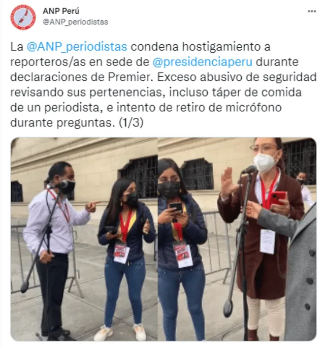 ANP condena hechos registrados este 24 de mayo contra periodistas en Palacio de Gobierno