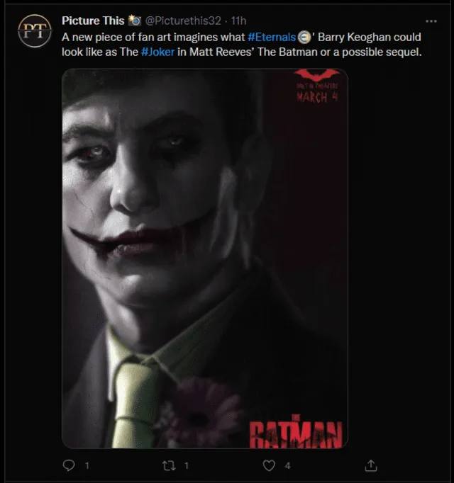 Fan art muestra al actor Barry Keoghan como el Joker. Foto: captura Twitter