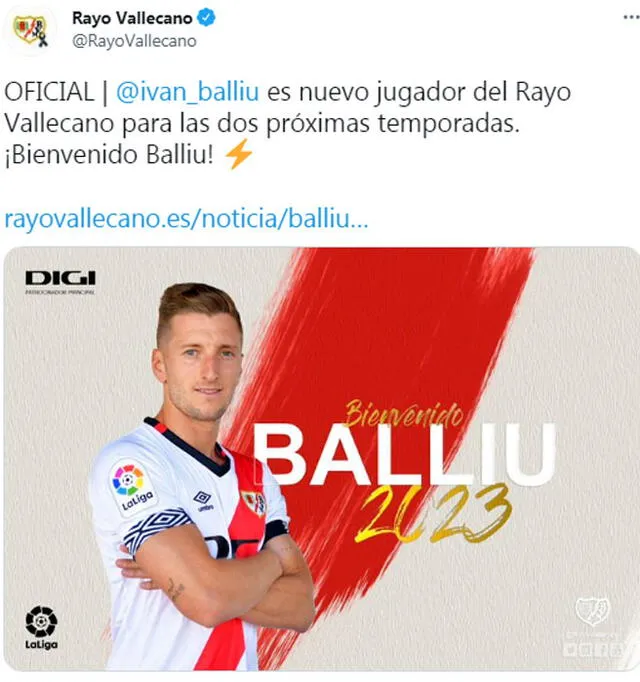Presentación oficial de Rayo Vallecano a Iván Balliu. Foto: Rayo Vallecano