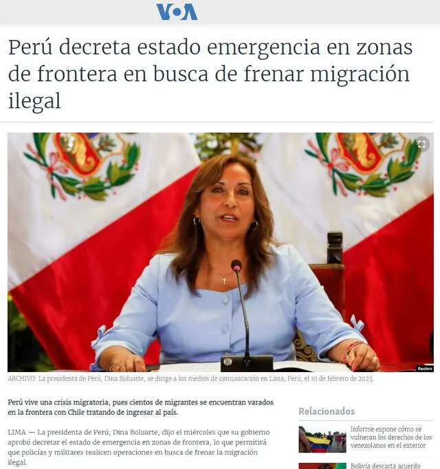  Estado de emergencia tras crisis migratoria en la frontera Perú-Chile. Foto: captura de Voz de América 