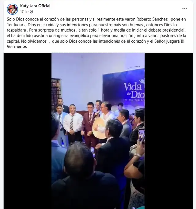 Katy Jara reacciona ante la fe de Roberto Sánchez. Katy Jara reacciona ante la fe de Roberto Sánchez.