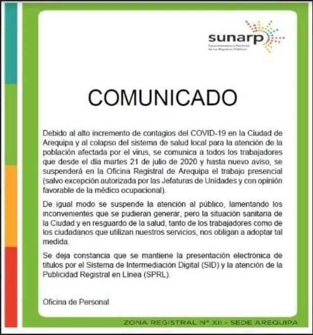 Comunicado Sunarp