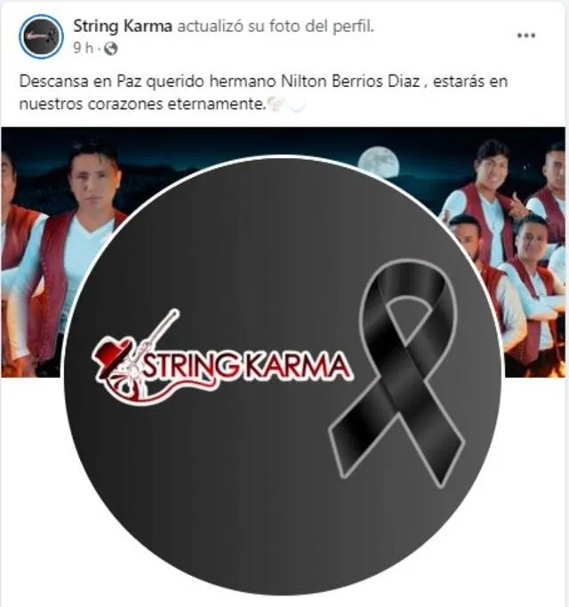  String Karma lamentó la muerte de Nilton Berrios Díaz. Foto: captura de pantalla String Karma   