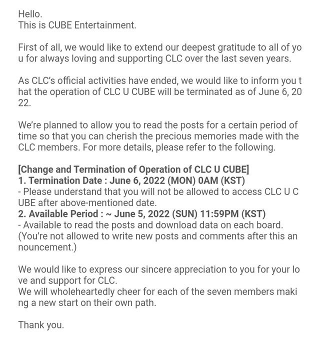 CLC, Cube, kpop, disband