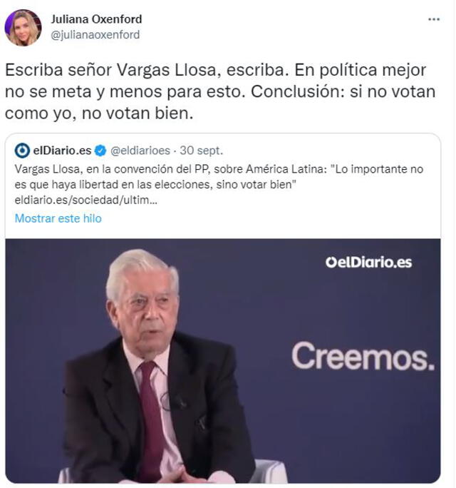 Juliana Oxenford y Mario Vargas Llosa