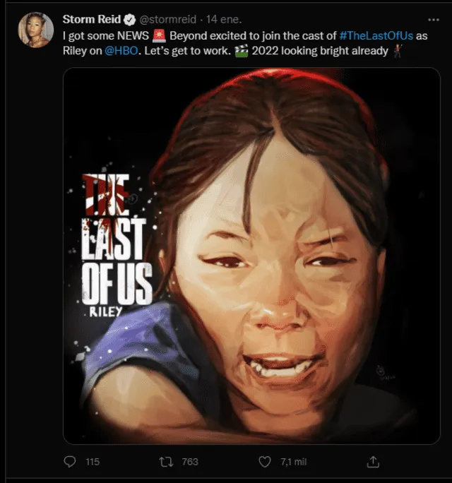 Storm Reid anuncia su incorporación al elenco de The last of us. Foto: Twitter