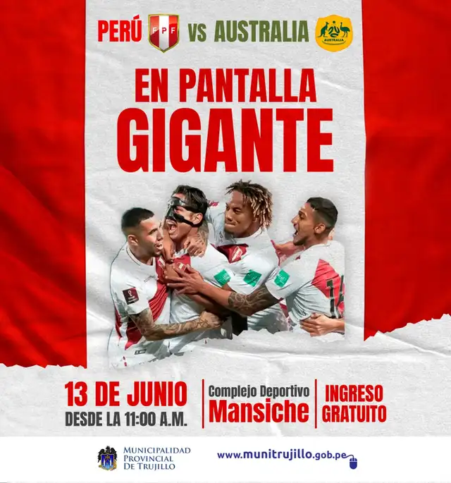 Pantalla gigante en el Complejo Deportivo Mansiche. Foto: Facebook Municipalidad Provincial de Trujillo