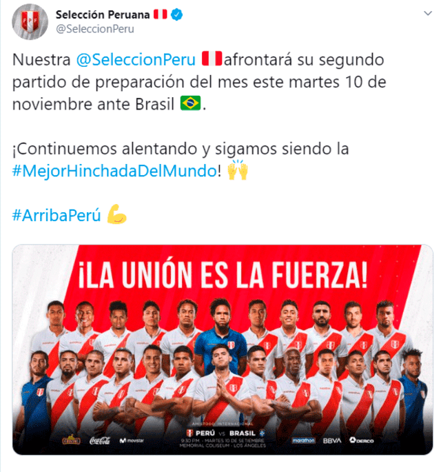 Perú vs. Brasil EN VIVO en amistoso internacional