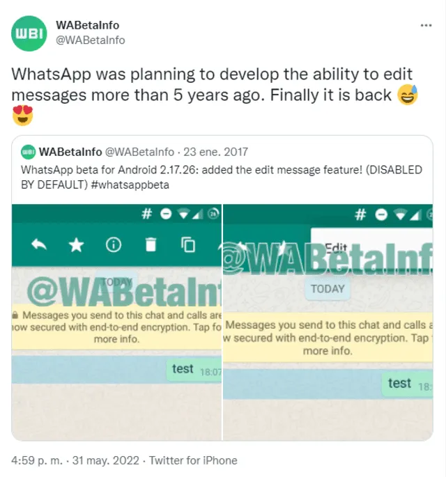 WhatsApp por fin incluirá un botón para editar mensajes