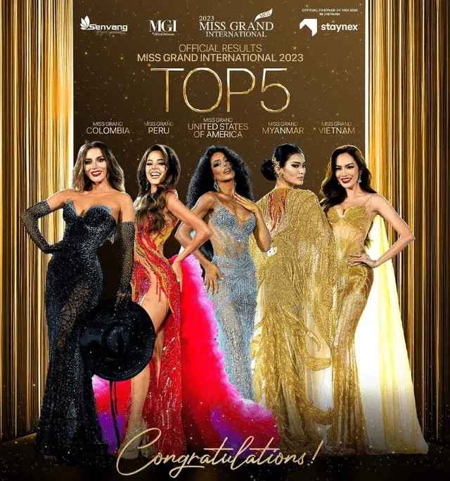  El top 5 tuvo a dos reinas de Latinoamérica. Foto: Miss Grand International    