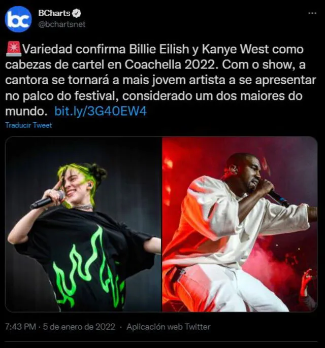 Kanye West y Billie Eilish encabezarán Coachella 2022