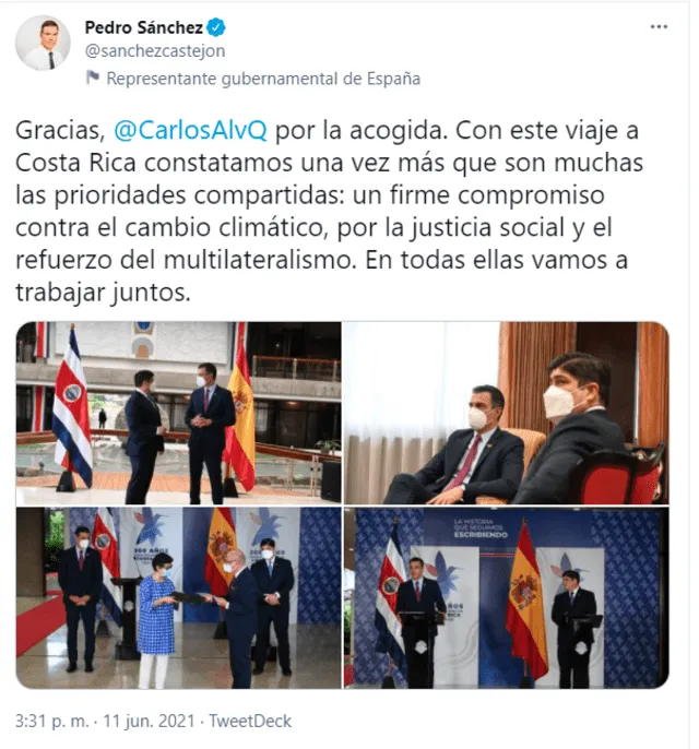 Tuit de Pedro Sánchez. Foto: captura de Twitter