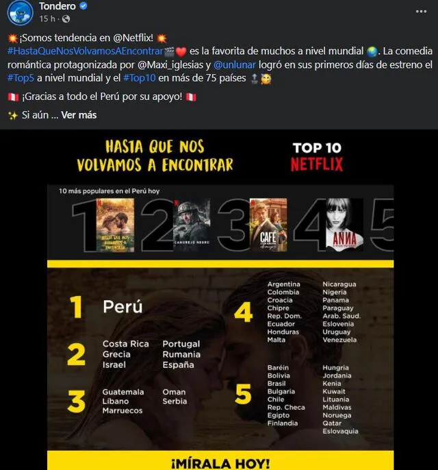 "Hasta que nos volvamos a encontrar" es la película más vista de Netflix Perú. Foto: Tondero