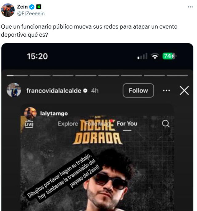 Respuesta de ElZeein a la publicación compartida por Franco Vidal Respuesta de ElZeein a la publicación compartida por Franco Vidal