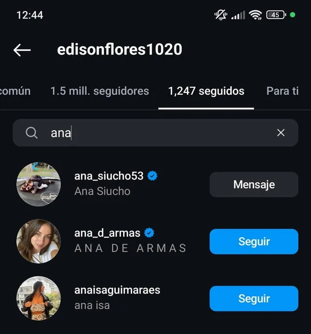  Edison Flores volvió a seguir a Ana Siucho en redes    