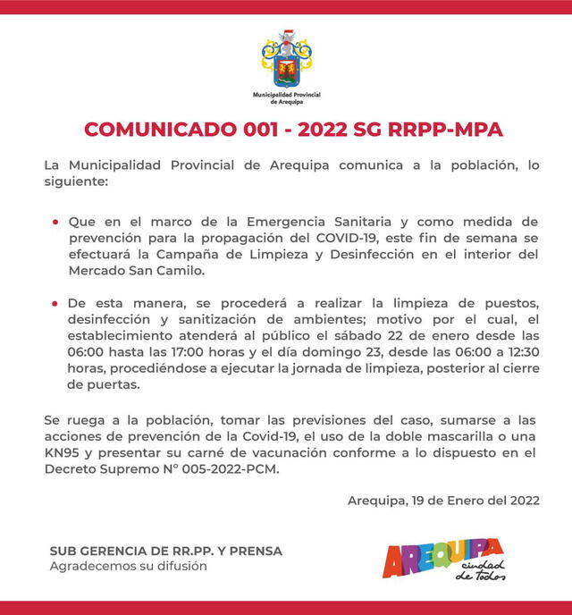 Comuna emitió comunicado. Foto: MPA