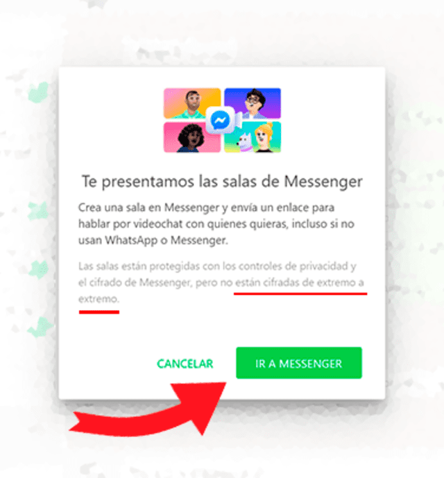 Dale a "Ir a Messenger"