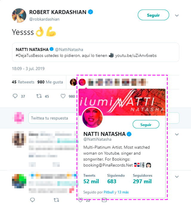 Natti Natasha: hermano de Kim Kardashian hace propuesta indecente a reggaetonera